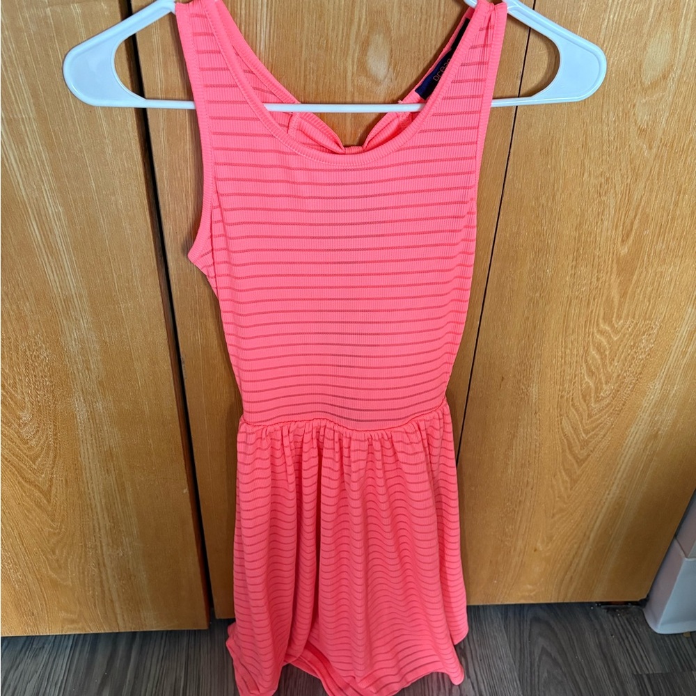 Coral Striped Sleeveless Dress